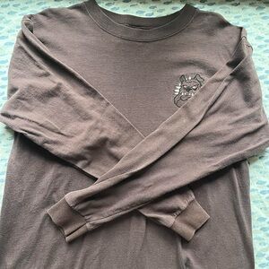No Fear vintage brown long sleeve T-shirt with bulldog embroidery
